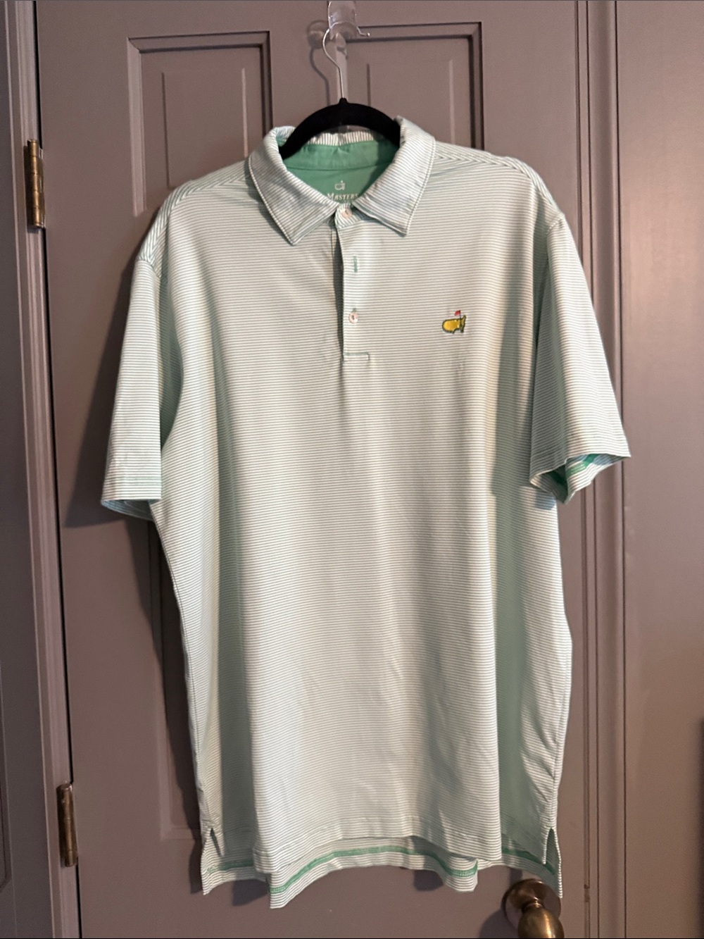 Masters Green Striped Golf Polo